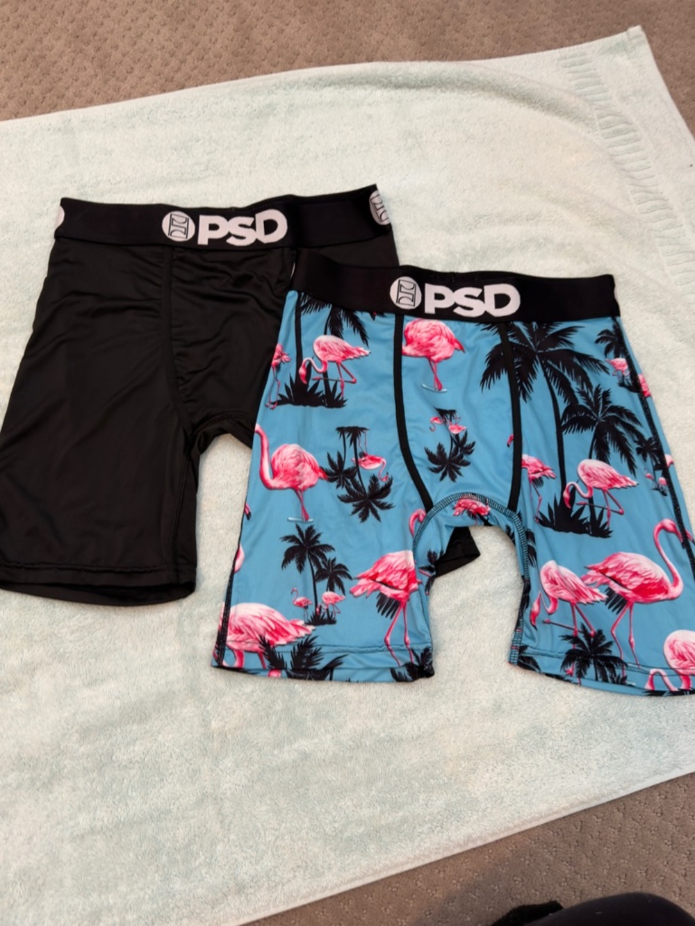 NEW PSD Flamingo Print Boxer Briefs & Black Boxer Set - Blue/Pink/Black